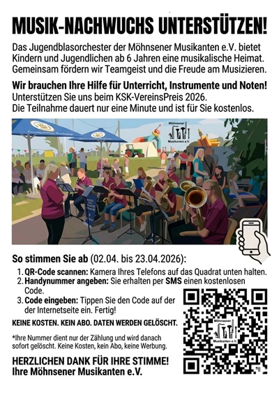 Musik-Nachwuchs unterst&uuml;tzen - daf&uuml;r brauchen wir Ihre Stimme