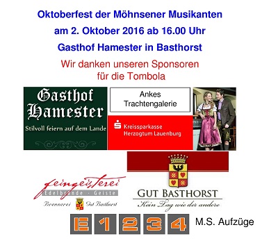 Sponsoren für das 12.Oktoberfest in Basthorst - Bild zum Vergrößern bitte anklicken